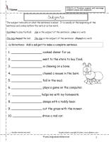 subjects worksheet