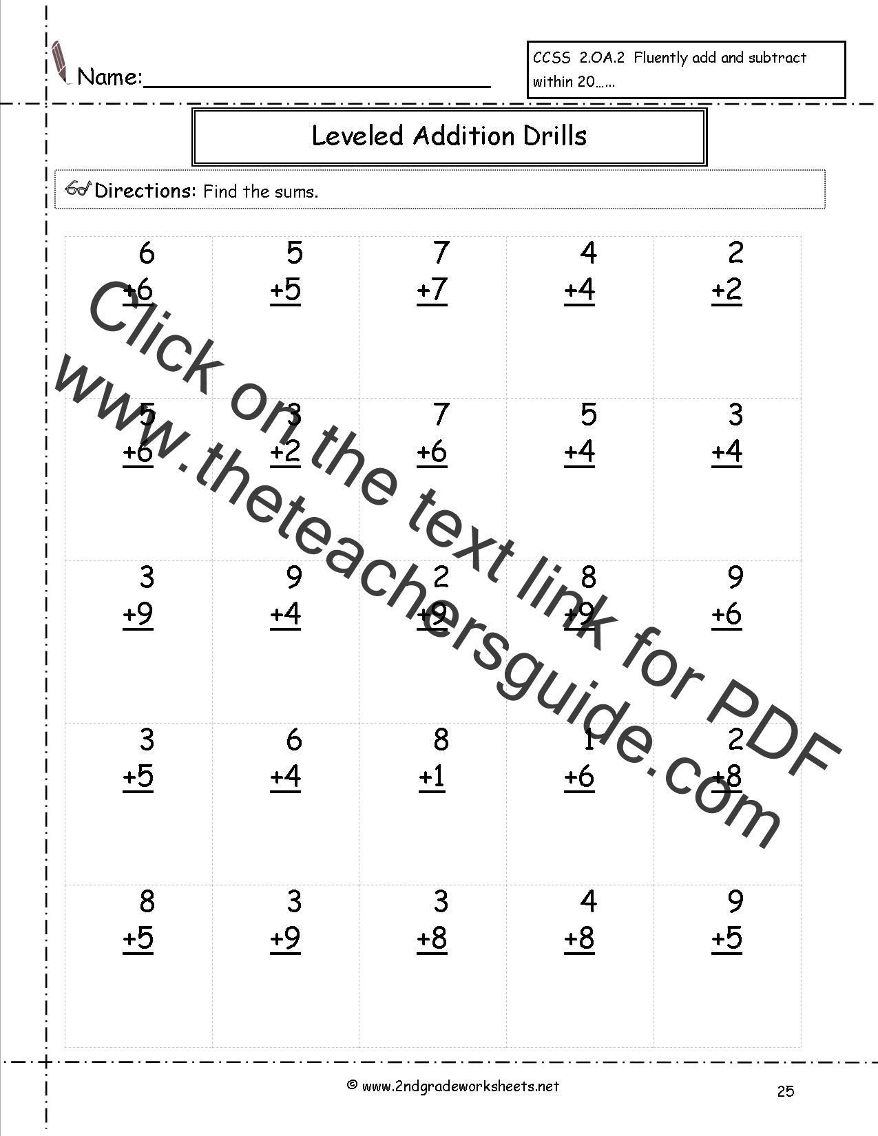 CCSS 2.OA.2 Worksheets. Addition and Subtraction Worksheets.