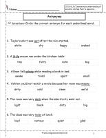 antonyms worksheet