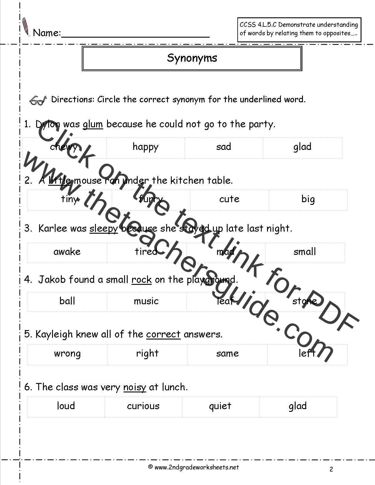 Synonym Worksheets and Teaching Activities