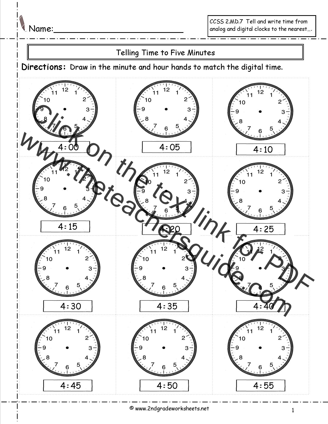 Telling and Writing Time Worksheets