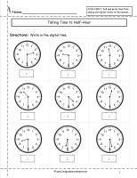 telling time to nearest half hour worksheet