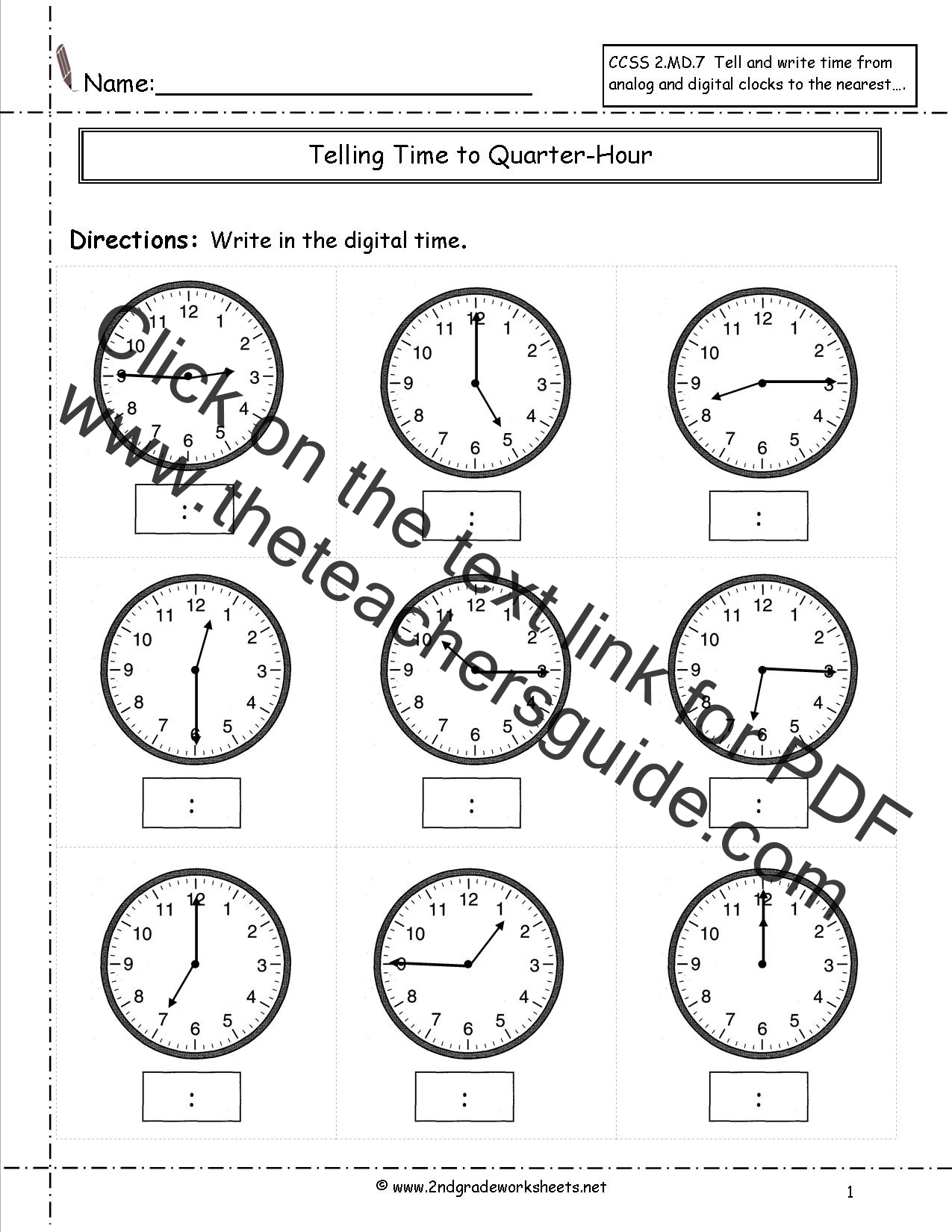 Telling Time Worksheets Grade 4 to the nearest minute