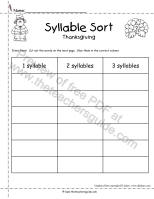 thanksgiving syllable sort worksheet