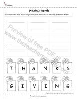 thanksgiving making words worksheet