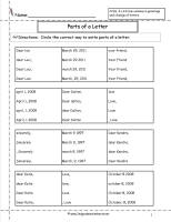 parts of a friendly letter worksheet